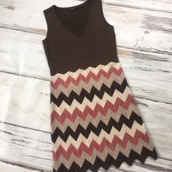 BCBGMAXAZRIA Dress Knit Midi Chevron Medium - Picture 1 of 8